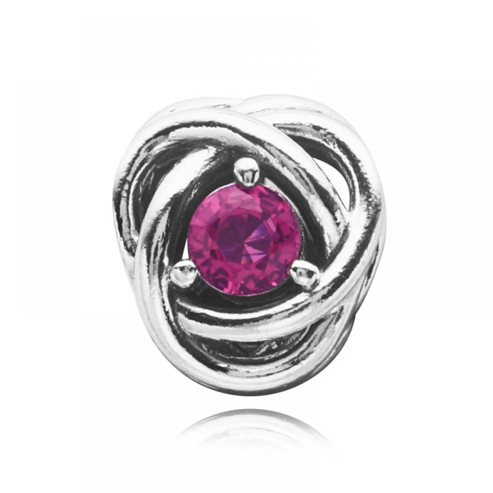 Pandora 790065c05 October Birthstone Pink Eternity Circle Silver Charm