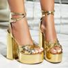Модные роскошные летние туфли для женщин, босоножки на платформе, высокие каблуки, розовые, золотые, зеленые, серебряные, гладиаторские шлепанцы, женские туфли для вечеринки и свадьбы