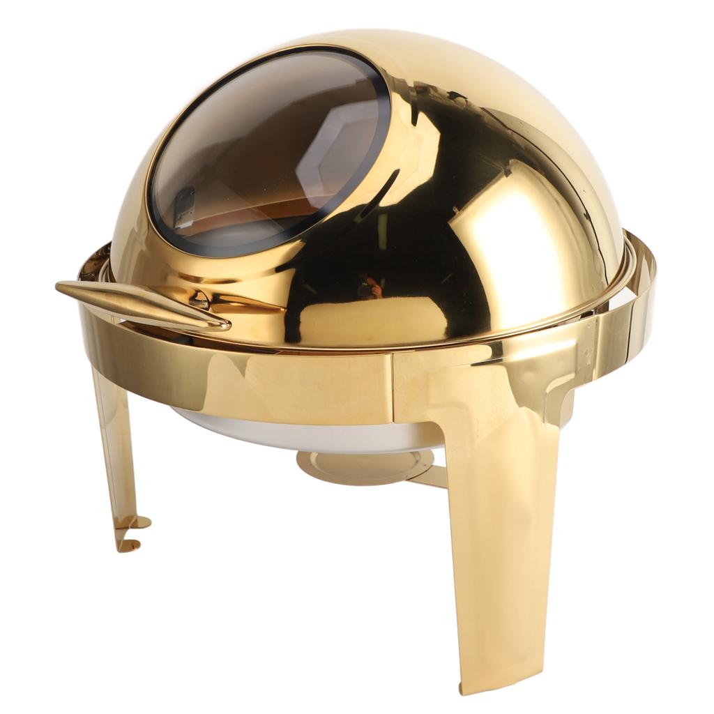 Набор для буфета с подогревом 6 л из нержавеющей стали с подогревом на спирту, круглый, для кейтеринга, с поддоном для еды