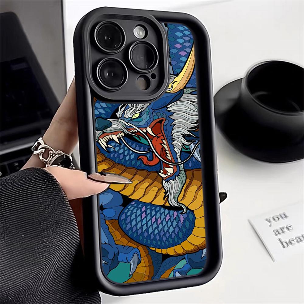N81 Dragon design art Мягкие чехлы для телефонов с ангельскими глазками для Samsung A54 A34 A13 A14 S23 S24 Ultra S20 FE Xiaomi Redmi Note 13 12C Противоударный чехол