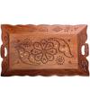 Handcrafted Wooden Tray with Handles and Beautiful Hand Carved and Design 38.1cm