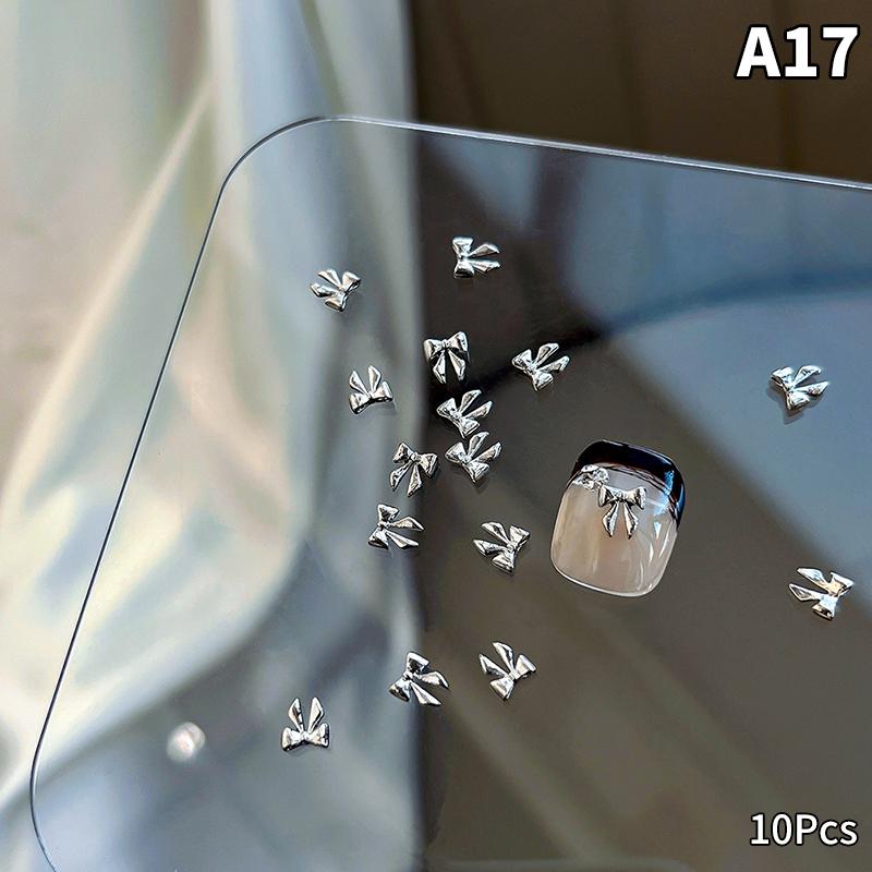 10 шт. роскошных кавайных бантиков для ногтей, 3D японский сплав, галстук-бабочка, украшения для ногтей, стразы, аксессуары для самостоятельного изготовления