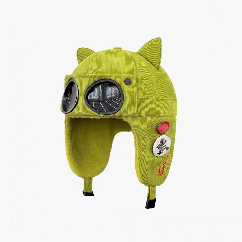 Очки-пилоты шапка с защитой ушей кошачьи ушки мужская и женская зимняя бархатная теплая леопардовый принт вельветовая велосипедная хлопковая шапка