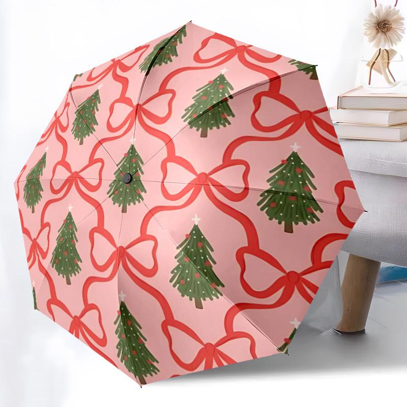 1pc Christmas Trees Automatic Folding Umbrella - Portable Collapsible Design, 8-Rib Iron Frame yy251209055