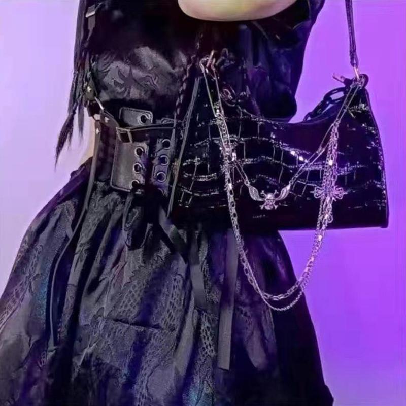 Женская сумка подмышками в стиле ретро, ​​трендовые готические сумки с цепочками в виде черепа, женские сумки на плечо в стиле High Street в стиле панк с крестом