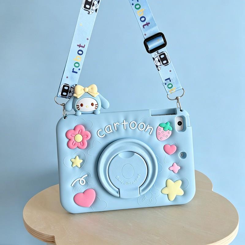 Soft Silicone Cartoon Dog Case Pad 5 6 7 8 Pro 11 11.2 Inch With 360 Rotating Stand Pen Slot