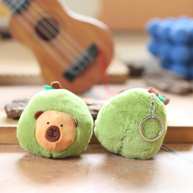 Plush Capybara Avocado Keychain Stuffed Toy Bag Pendant Gift For Teens Kids