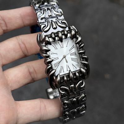 Серебристо-черные креативные квадратные кварцевые часы для мужчин Y2k дизайн когтя демона Alabaster IndustriesDevil уникальные мужские часы Relogio