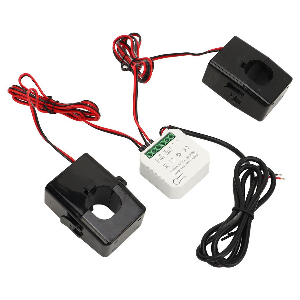 WiFi Smart Energy Monitor Single Phase Clamp Electricity Meter with 2 200ACT Current Transformer 90‑250VAC