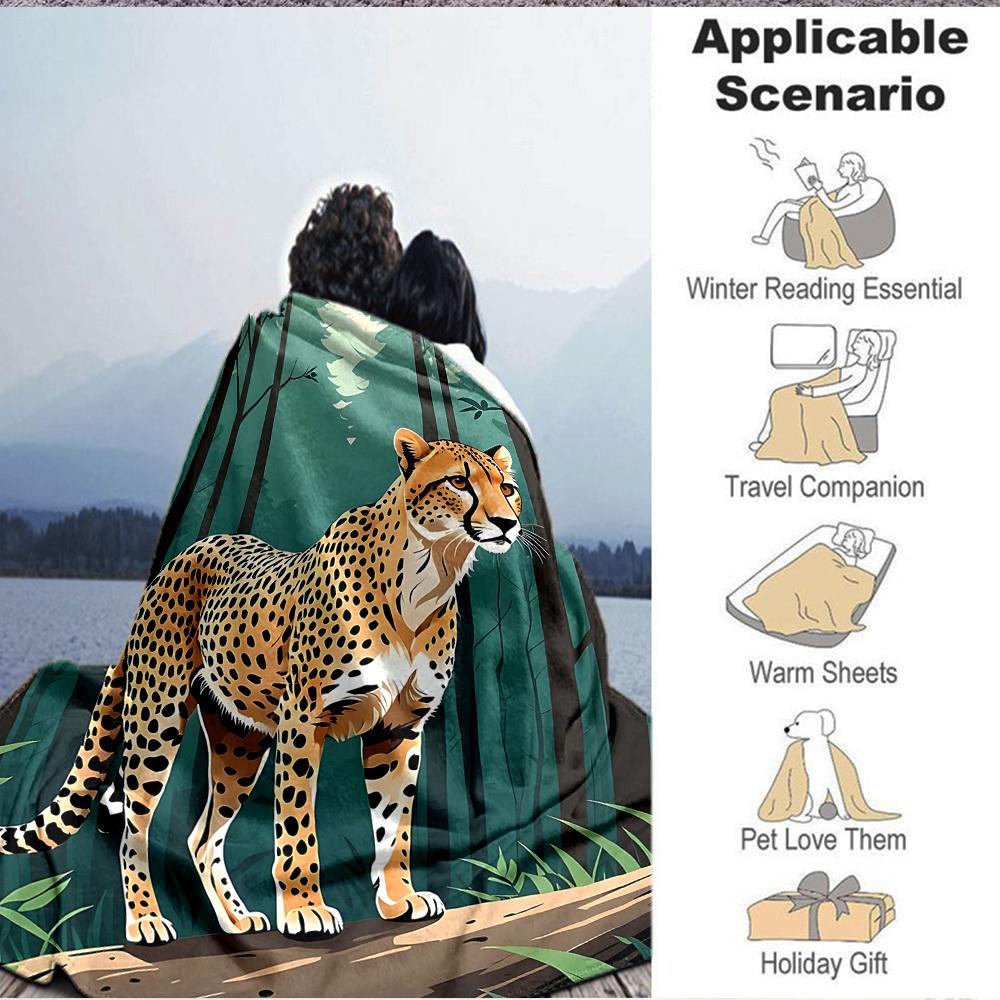 1pc Cheetah Print Blanket Lightweight Blanket Throw Blanket For Sofa, Bed, Travel, Camping, Livingroom, Office yy251010027