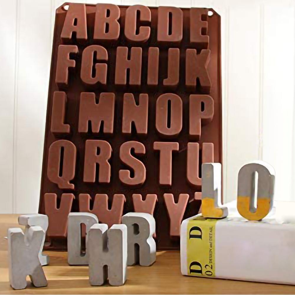 26 Cavities Large Letters Reverse Alphabet Silicone Cake Baking Mold Cake Pan Muffin Cups Moulds Biscuit Chocolate Ice Cube