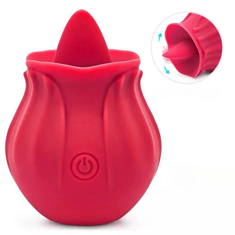 Powerful Tongue Licking Vibrator Women Clitoris Stimulator Massager Female Oral Nipples Clit Vibrating Rose Sex Toys for Adults