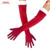 Festive Red & White Velvet Long Gloves - Christmas Party & Comic-Con Style