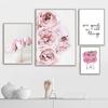 Canvas Painting Nordic Decor Pink Peony Flower Poster and Print Love Wall Art Floral Picture Bedroom
