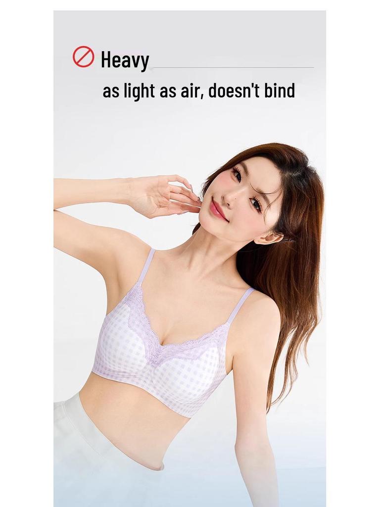 Женский бесшовный охлаждающий кружевной бюстгальтер пуш-ап - Поддерживающий, без косточек, тонкий, удобный и дышащий для лета.