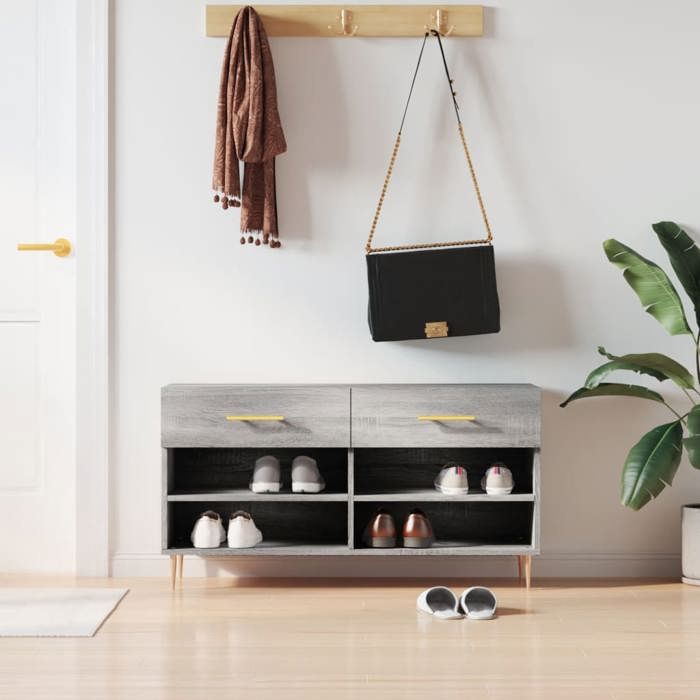 VidaXL Shoe Bench, Shoe Cabinet with 4 Shelves and Legs, Shoe Rack with 2 Drawers Living Room, Modern, 829730