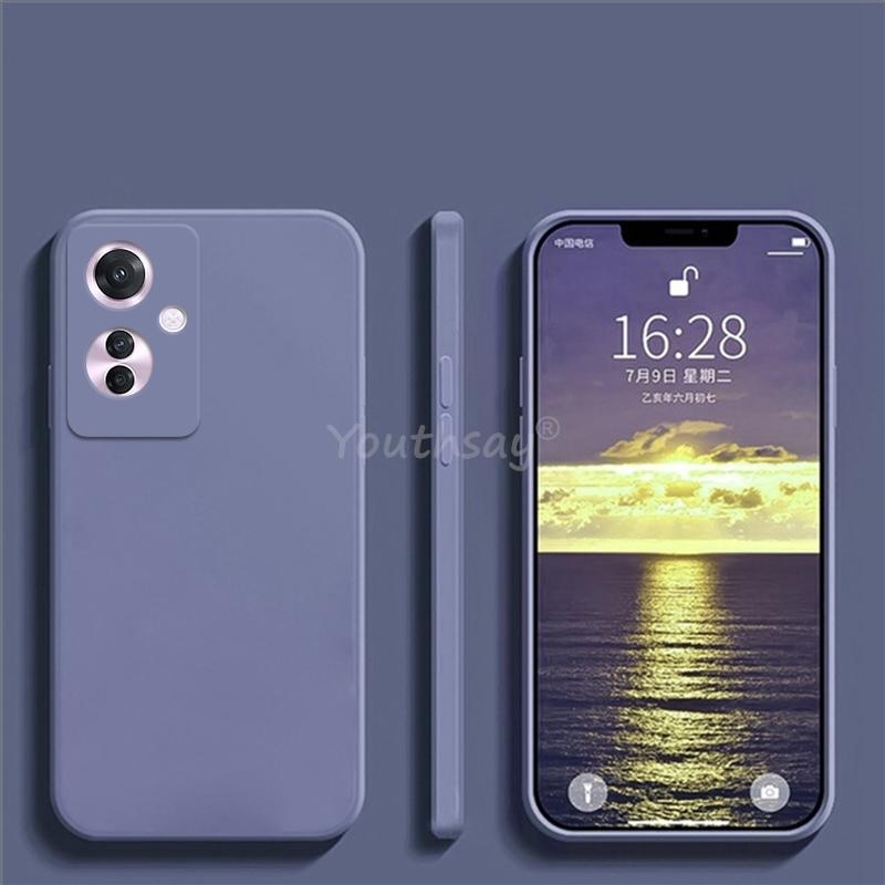 Чехол для OPPO Reno 11 F Чехол Reno 11F Жидкий силикон Однотонный Мягкий ТПУ Противоударный Capa Защитный чехол для телефона Чехол Reno11 F