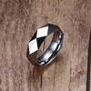 Faceted Wedding Band For Men,Mens Tungsten Carbide Rings, Polished Beveled Edge Comfort Fit