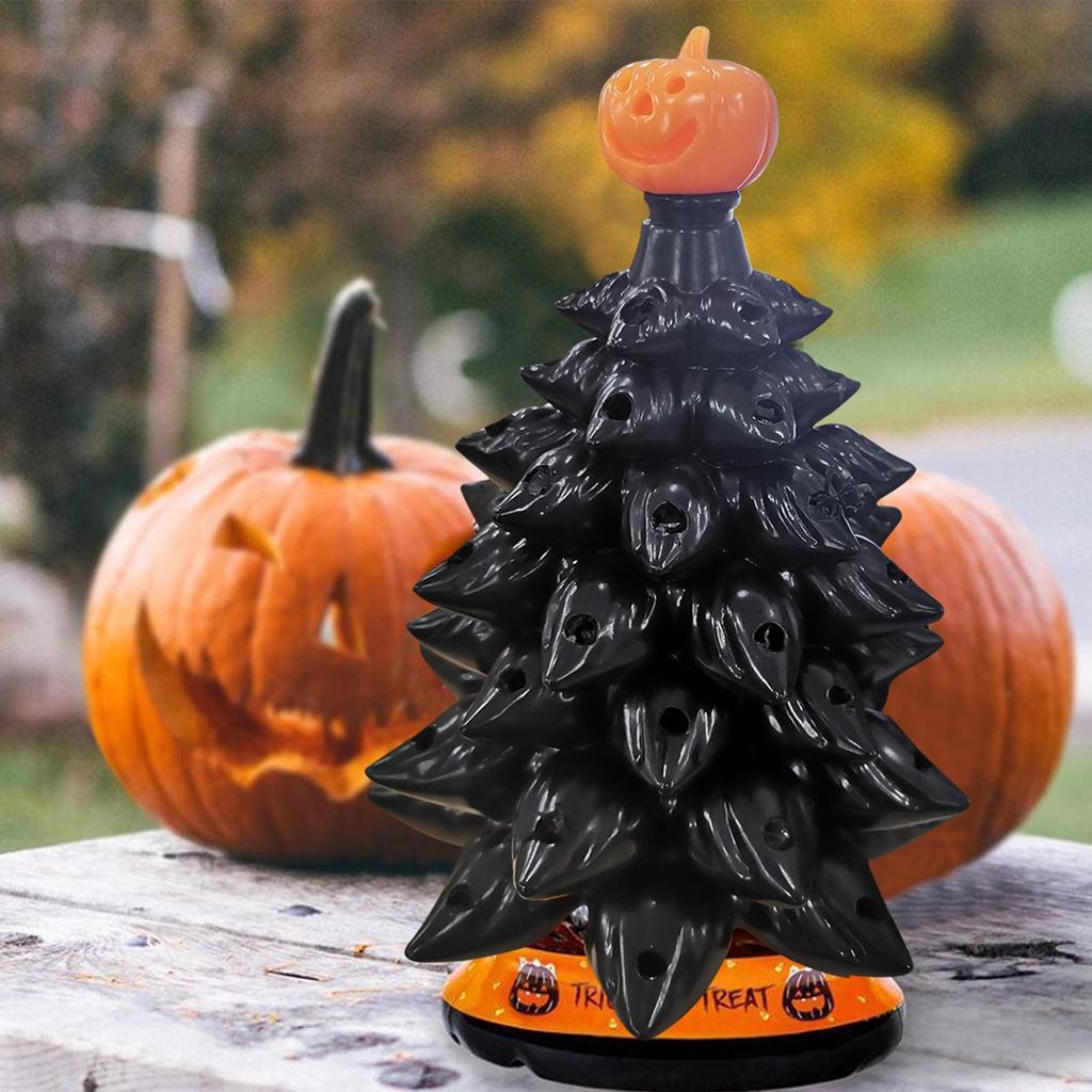 Ручная роспись черной столешницы Хэллоуин ДекорДерево, центральная часть с подсветкой