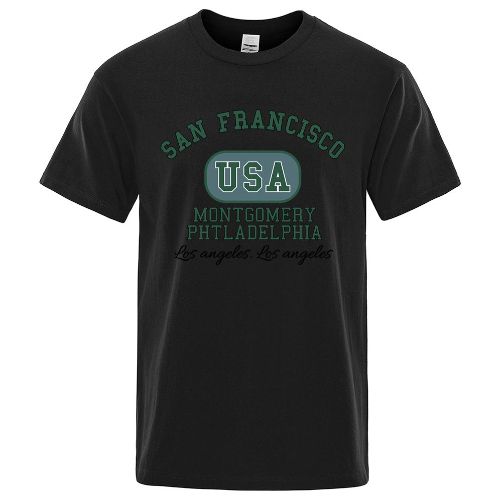 Футболки San Francisco Usa Montgomery Philadelphia Мужская хлопковая футболка Свободная футболка Одежда Повседневная одежда Уличная одежда