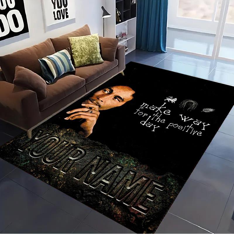 Name Custom Bob Marley Poster Carpet Rug for Living Room Bedroom Home Sofa Decoration,Kids play Non-slip Floor Mat