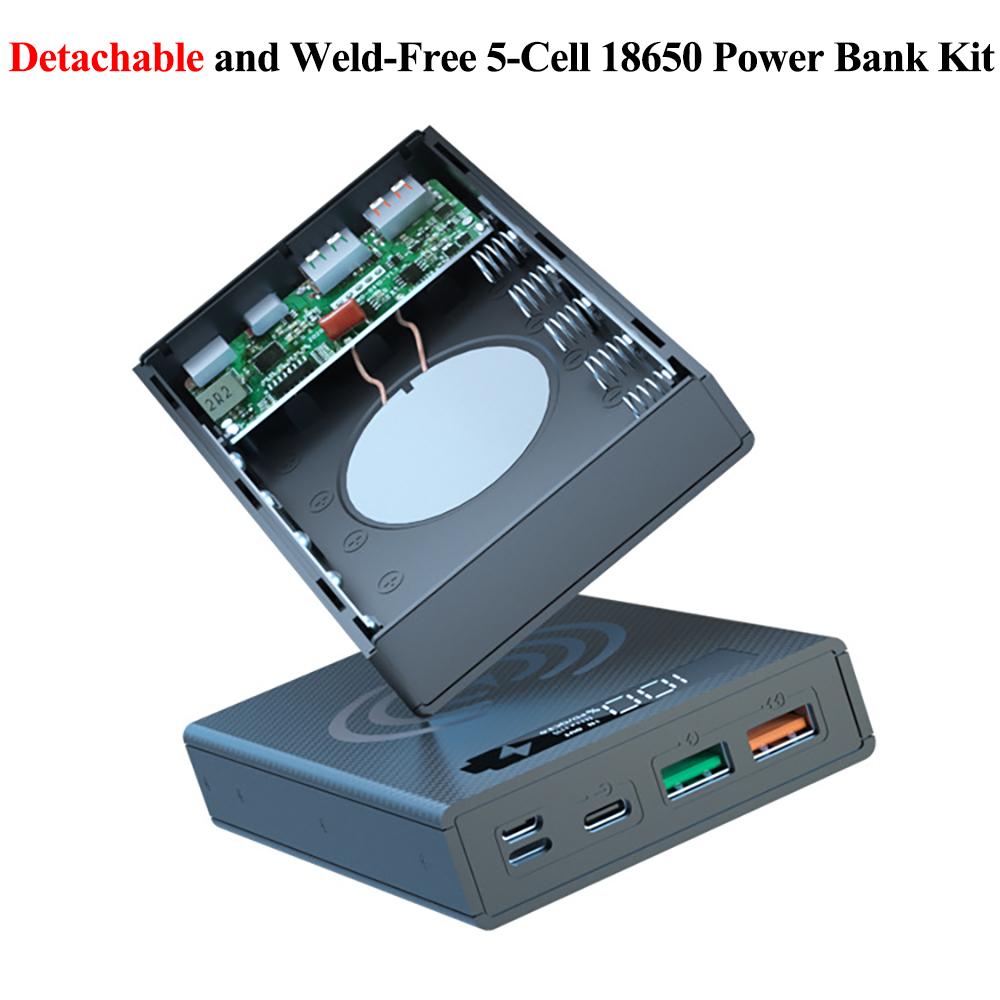 5 ячеек 18650 DIY Корпус Power Bank Комплект Съемный Без Пайки Батарейный Блок Мобильный Корпус Питания Беспроводная Зарядка Без Батареи
