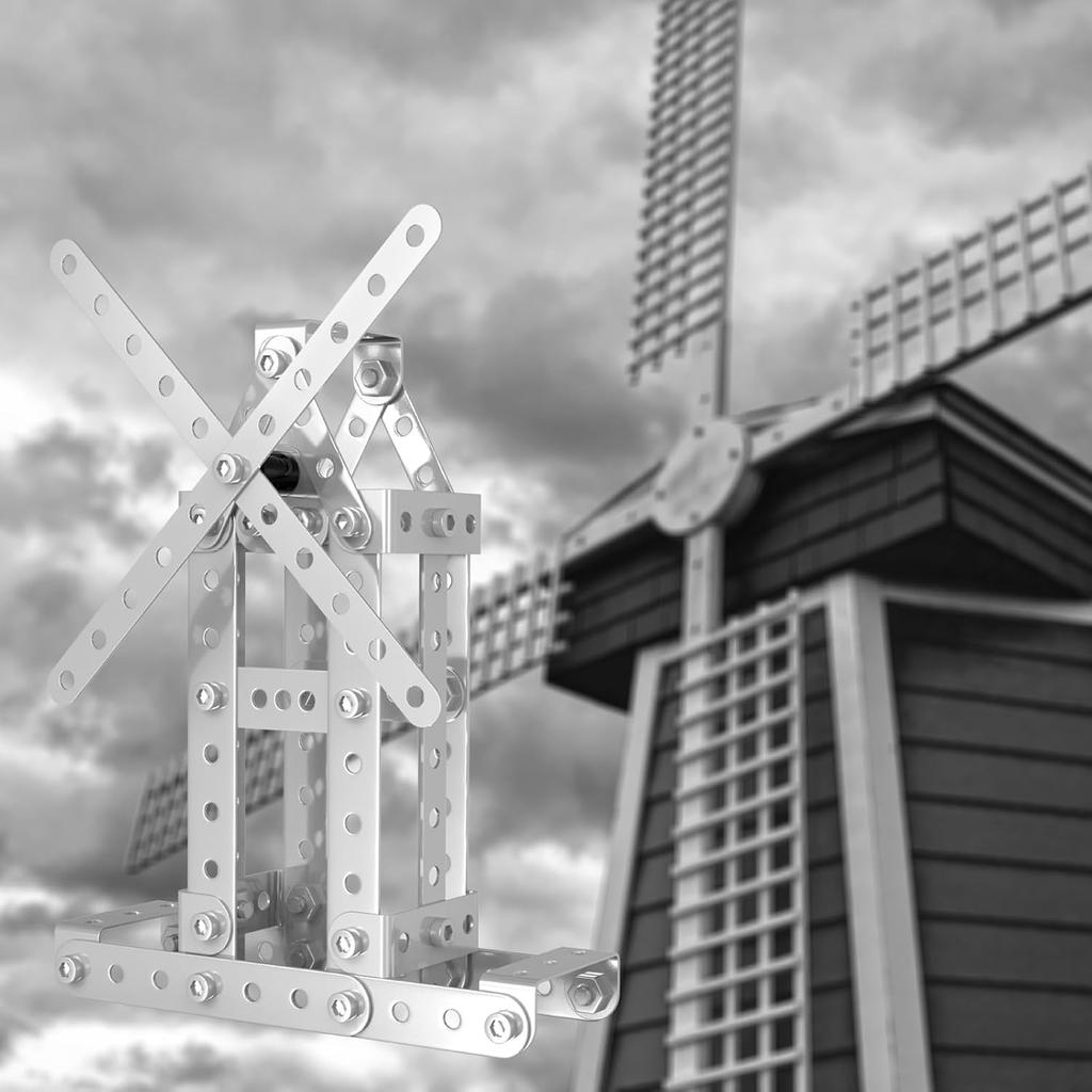 Металлические строительные игрушки, 273 детали, 3 в 1: Башенный кран и Козловой кран и Ветряная мельница, Набор металлических моделей, Конструкторы для мальчиков 8-12 лет, DIY Строительные STEM-проекты