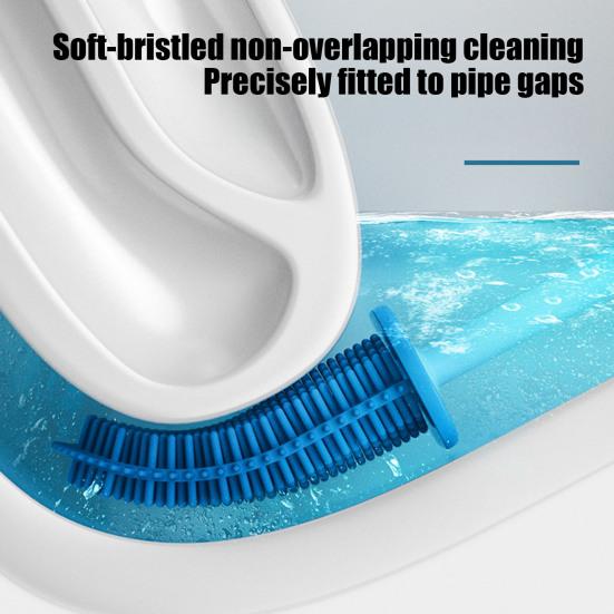 Силиконовый набор туалетных щеток с L-образной головкой, длинными нескользящими ручками, настенным держателем, компактная щетка для чистки унитаза