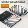 Vegan Leather Electroplating Case for Samsung Galaxy Z Fold8 Fold 8 Wide Axis Protection Tempered Glass Screen Protector Cover