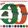 Классический силиконовый ремешок Ocean для Apple Watch 42 46 Ultra, спортивный дышащий браслет 49 мм для iWatch 10 9 8 5 2 4 1 SE, браслет 40 мм