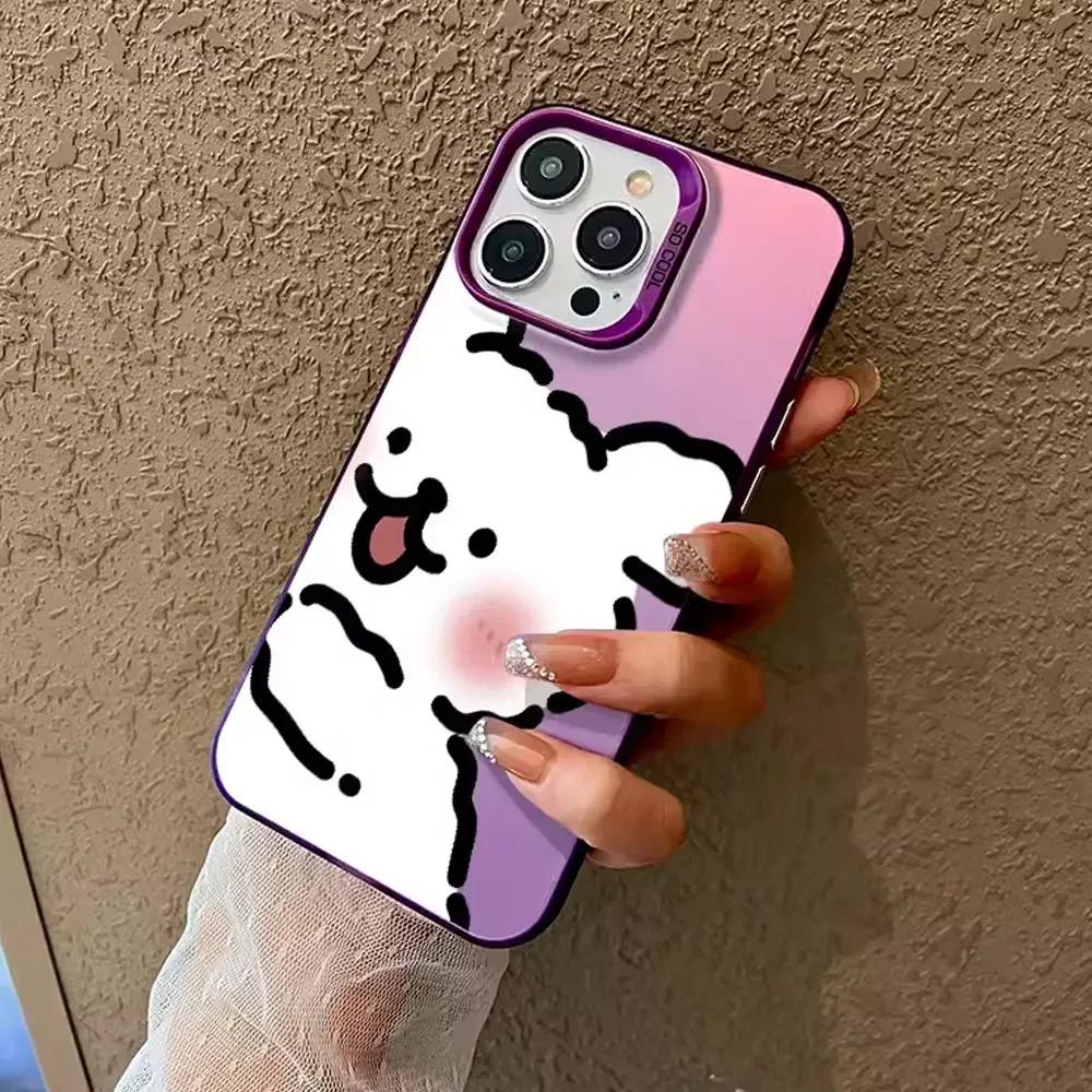 Милый Аниме Чехол для Телефона Пара Любителей Собак для IPhone 11 12 13 14 15 16 Pro Max X XS MAX XR SE 7 8Plus Ударопрочный Бампер Жесткий Чехол