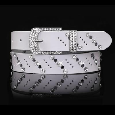 Кожаный женский ремень со стразами Модный женский ремень Пояс Stall Belt Пояс