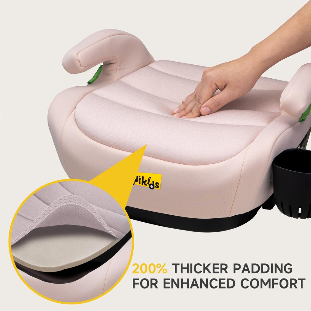 I-Size Booster Car Seat, ISOFIX, 125-150cm, 6-12 Years, Group 2/3, Portable, ECE R129, Pink