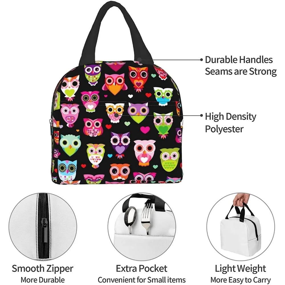 Сумка для ланча с мультяшными совами, изолированный холодильник, сумки-тоут Bento, многоразовый контейнер для еды для женщин, офиса, пикника, работы, пляжа