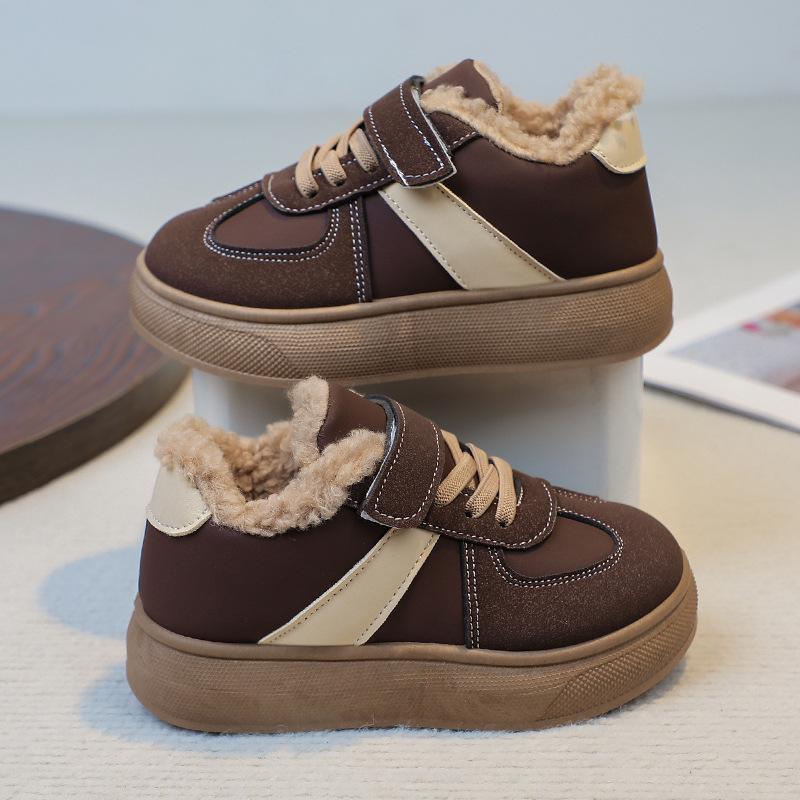 Детская зимняя теплая обувь Флисовые кроссовки Хлопковые туфли для мальчиков Водонепроницаемые сапоги из овечьей шерсти для девочек