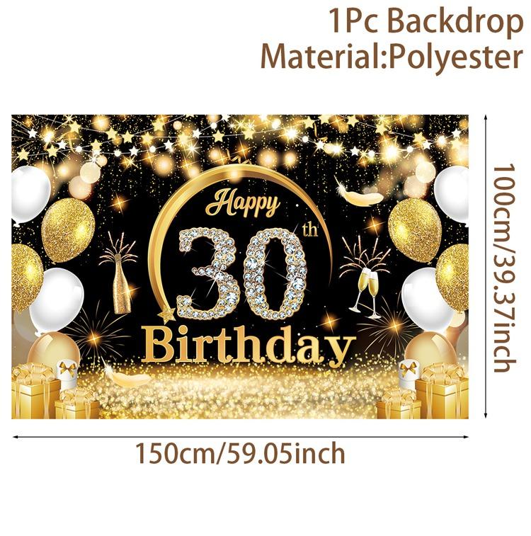 Black Gold Birthday Background 30 40 50 60 Years Birthday Party Decor Adult 30th 40th 50th Birthday Party Supplies Anniversary
