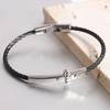 Trendy Braided Wire Bracelet with Metal Bar Accent Durable Magnetic Lock Jewelry for Men & Women