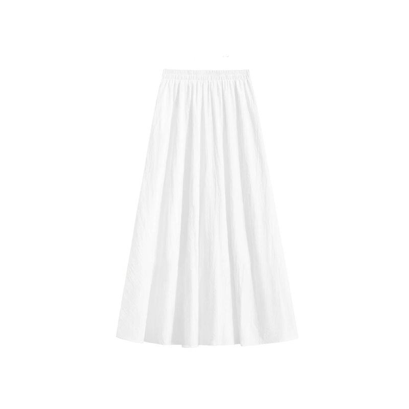 Белая летняя юбка для женщин, новый стиль для девушек plus-size, для фигуры «груша», с высокой талией, свободного кроя, стройнящая, струящаяся, А-силуэта, длинная