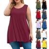 Women's Fashion Large Size Round Neck Sleeveless Casual Solid Color Loose Pullover Top