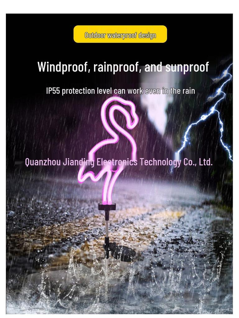 Outdoor Solar Flamingo Neon Light for Garden or Courtyard