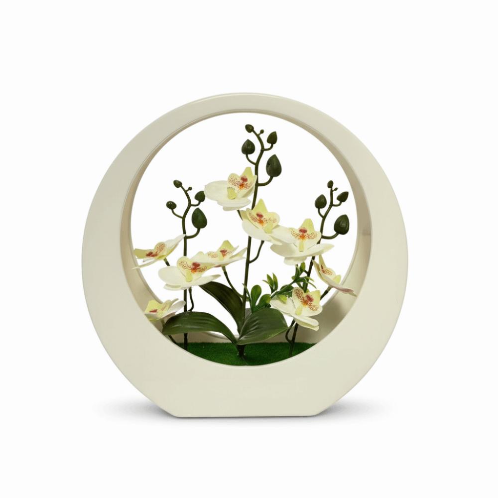 Ornaments Artificial Orchid Pot Plant Decorative Floral Art Moon Shape Imitation Flower Bonsai Home Decor