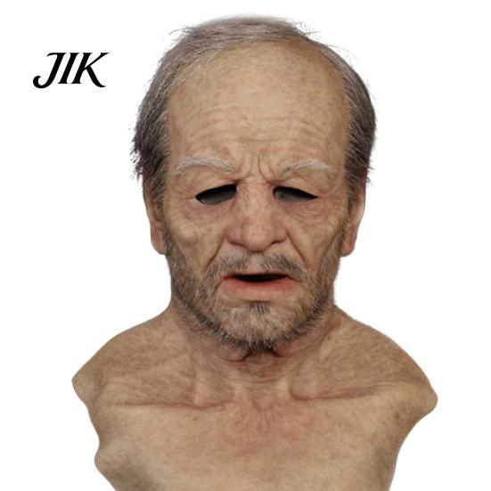 Unique Halloween Cosplay Prop Old Man Masque for Adults Realistic Latex Elderly Human Full Head Horror Game Cover with Lifelike Wrinkle Masquerade