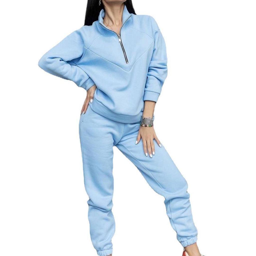 Комплект толстовки с капюшоном и флисовых джоггеров 2025 - Весенне-осенняя мода, Однотонный, Длинный рукав, Повседневный костюм-двойка