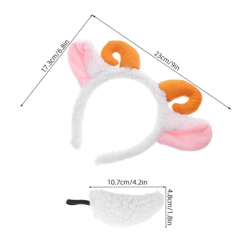 Plush Sheep Headband for Women 1Set Lamb Horn and Tail Party Accessory