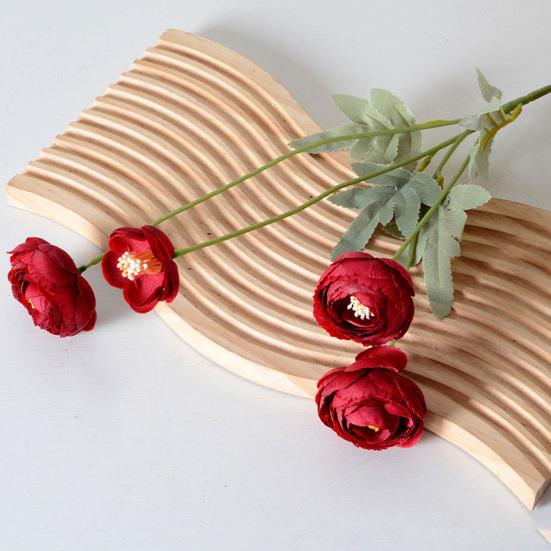 Artificial Lulian Flower Faux Silk Ranunculus Flower with Stem 4 Heads Fake Ranunculus Arrangement for Home Wedding Decoration Table Centerpiece