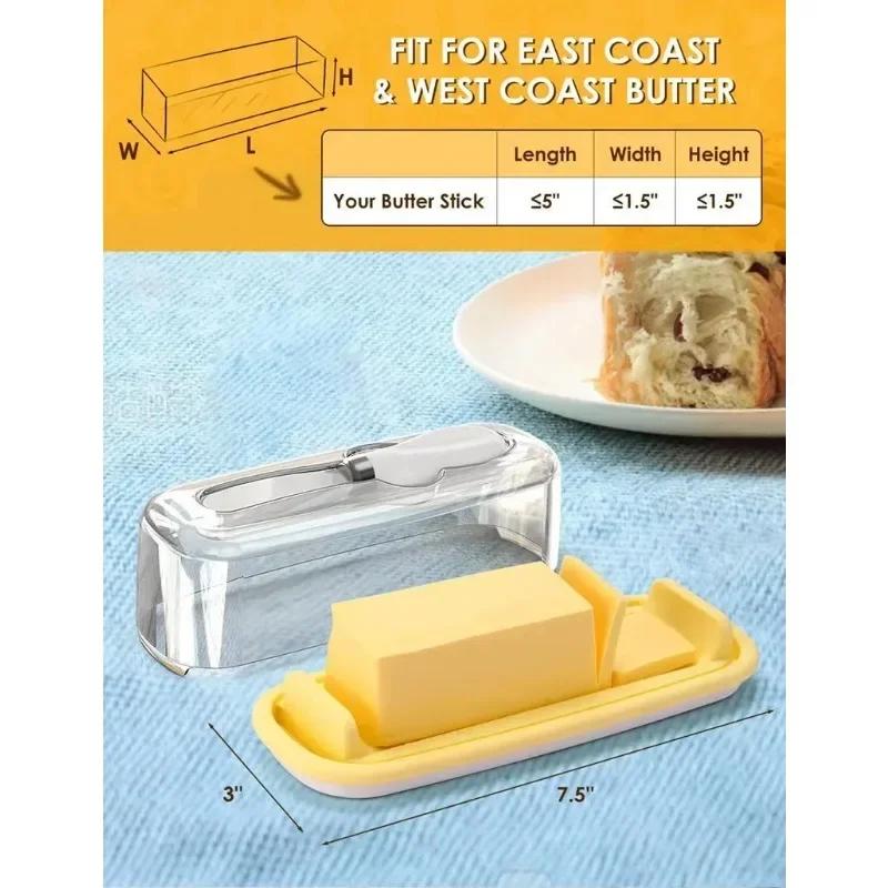 Plastic Butter Storage Box with Lid and Knife Fresh Keeping Cheese Container Kitchen Tool Butter Dish