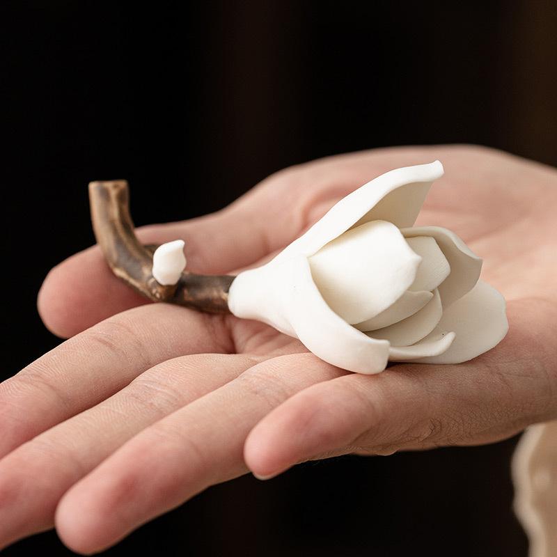 1шт держатель для благовоний классический держатель для ручки креативный цветок магнолии высококачественное керамическое украшение для рабочего стола