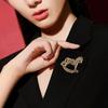 Retro Rocking Horse Brooch Vintage Style Horse Lapel Pin Alloy Horse Brooch Pin with Floral Patterns for Men Women Coat Scarf Hat Outfit Accessory