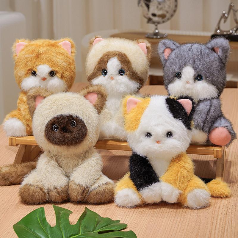 24 см Мультяшная Милая Кошка Плюшевая Кукла Реалистичная Сиамская Кошка Тряпичная Кукла Оранжево-Черно-Белая Кошка Плюшевая Игрушка Домашний Декор Сопровождающий Подарок