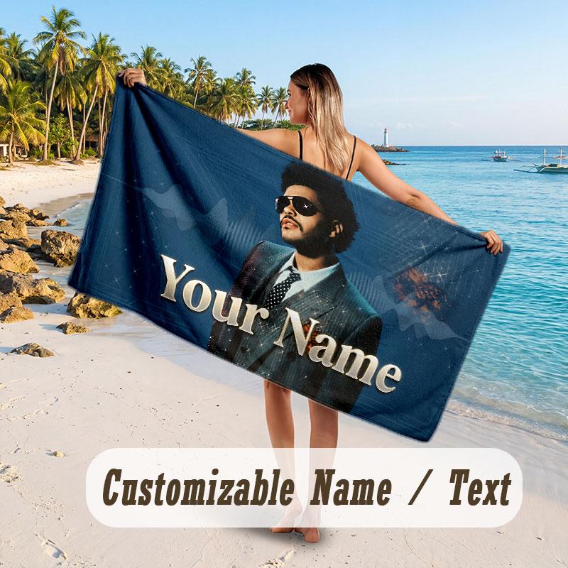 Custom Name Large Beach Towel,The Weeknd Quick Absorbent Towel For Outdoor Travel Poolside